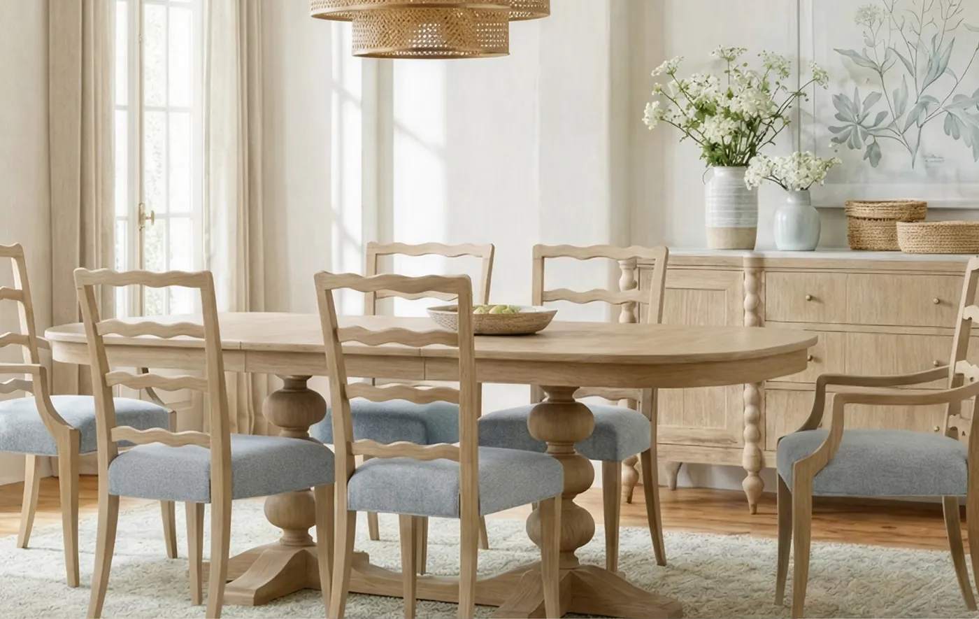 A dining room generated from the catalog and brand kit.