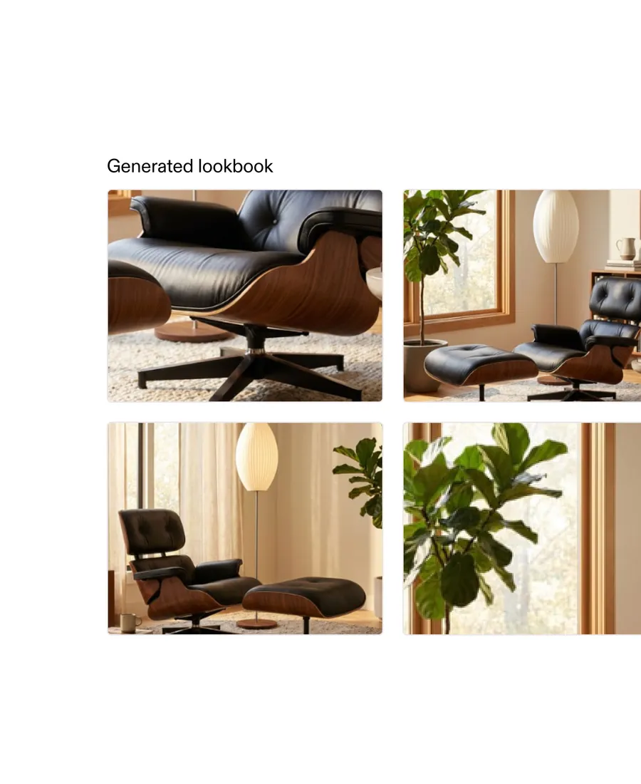 Product listing interface for managed content production.