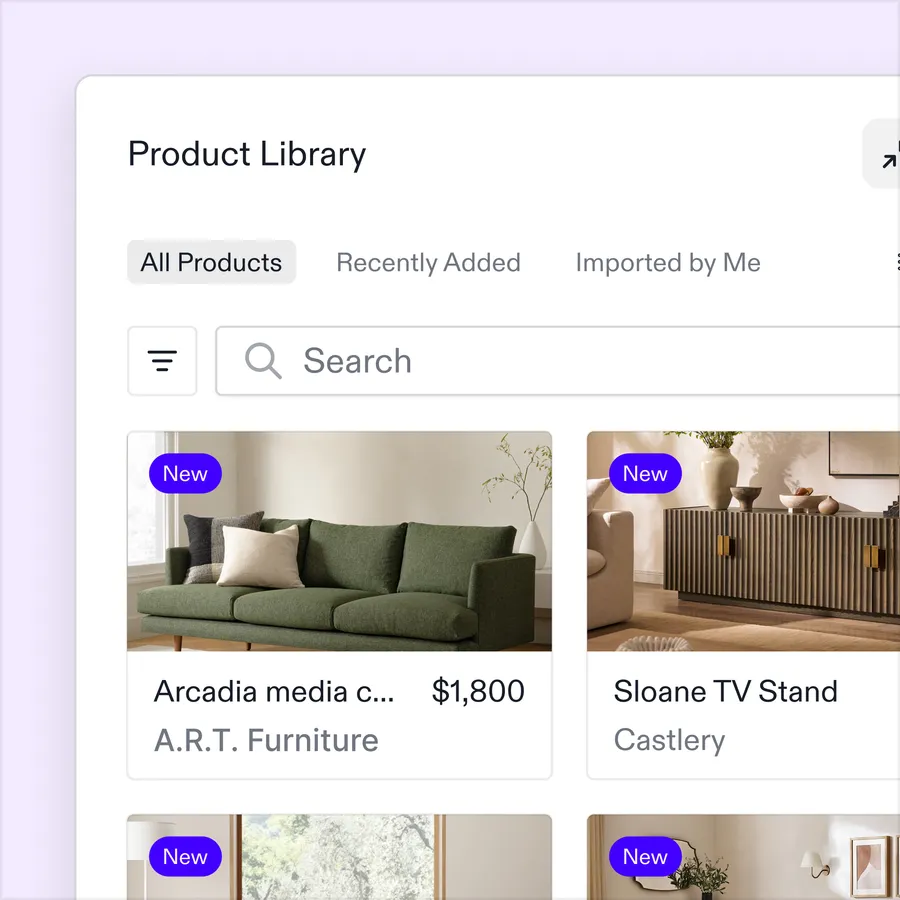 A product library shared across catalogs, projects, and teams.