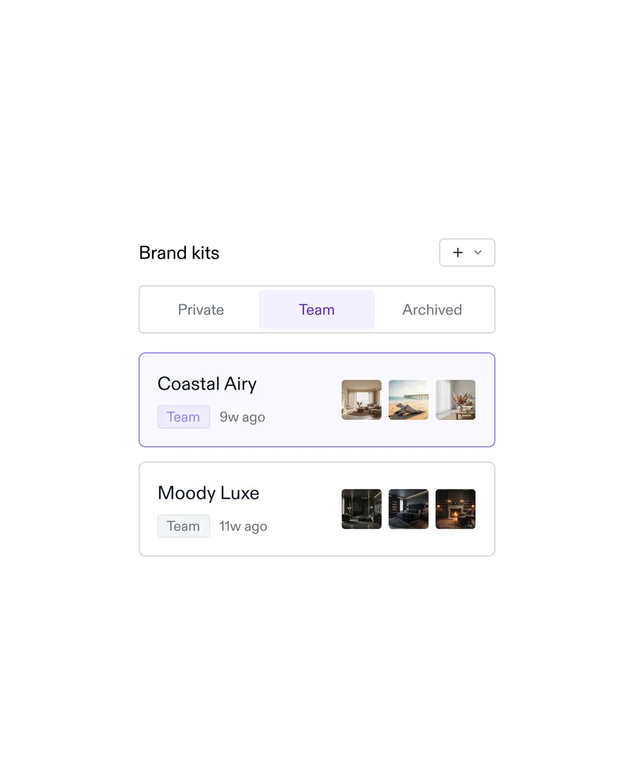 Brand kits interface used for tailored onboarding.